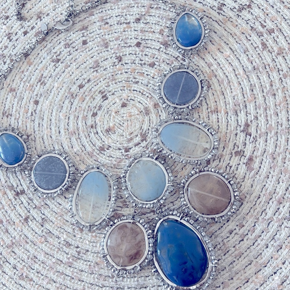 Chicos Elegant Blue And Silver Statement Necklace - image 5